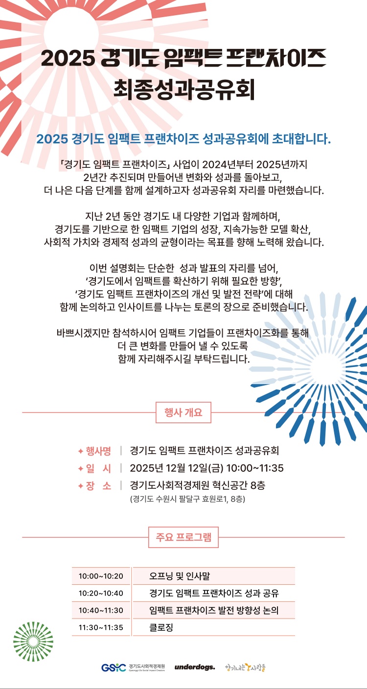 2025년 임팩트 프랜차이즈 최종성과공유회 안내 이미지1