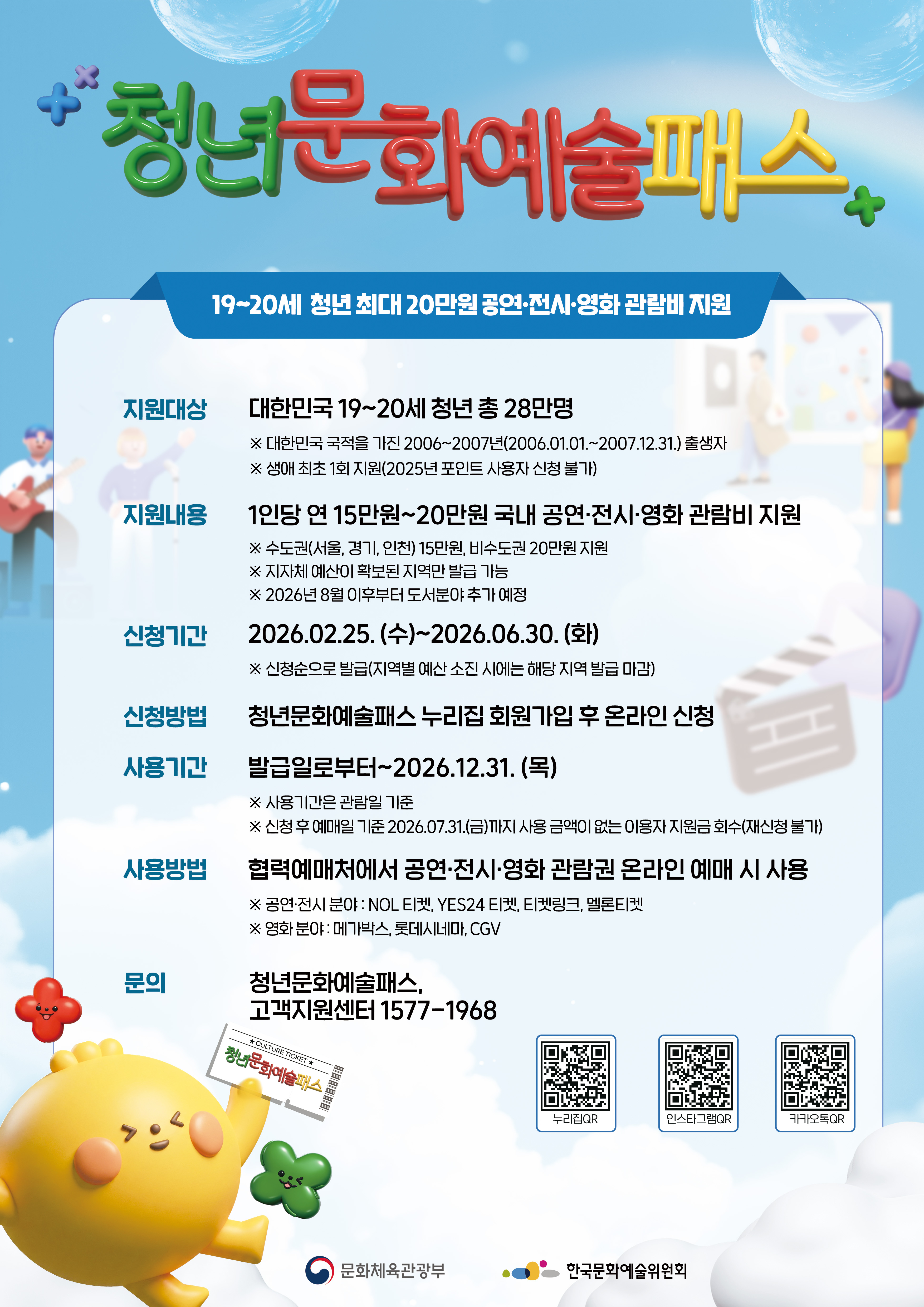2026년 청년문화예술패스 발급 안내 이미지1