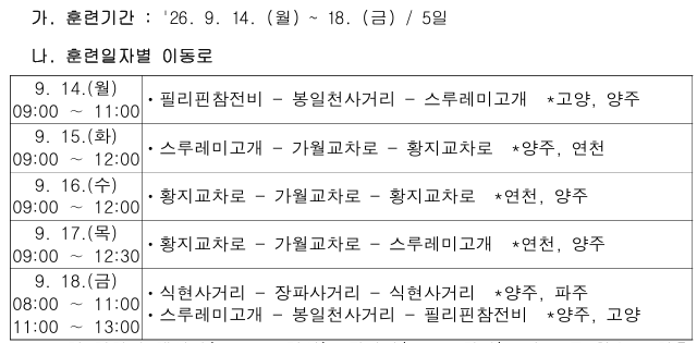 육군 제1338부대 궤도장비 이동 안내 이미지1