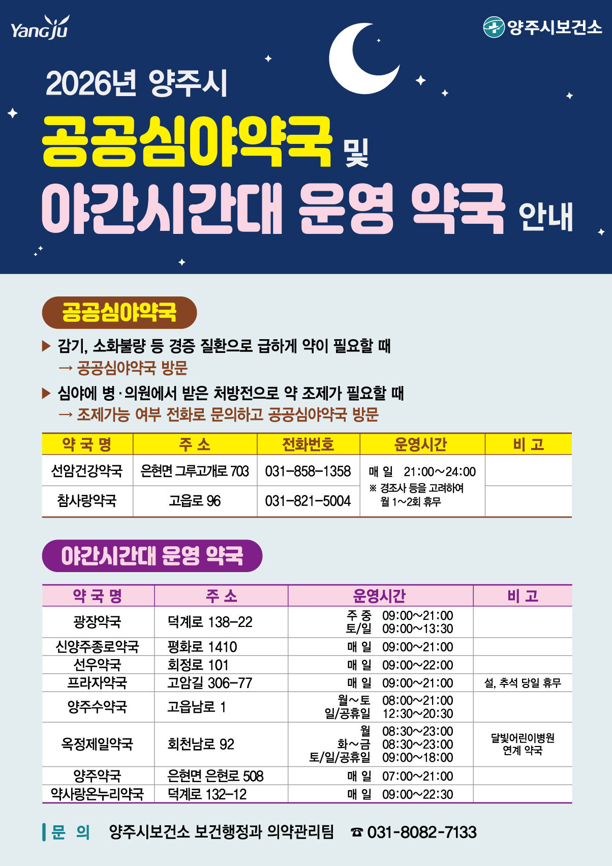 2026년 10월 공공심야약국 휴무일 안내 이미지1