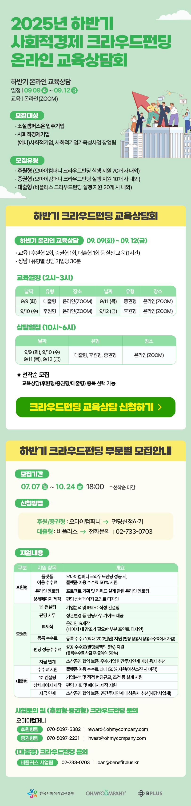 2025년 하반기 사회적경제 크라우드펀딩 온라인 교육상담회 안내(9.9(화)~9.12(금)) 이미지1