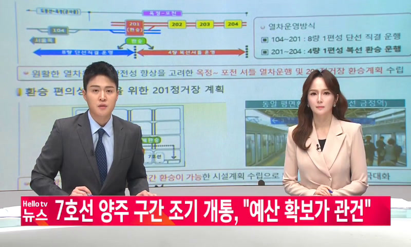 7호선 양주구간 조기개통, '예산확보가 관건' 이미지