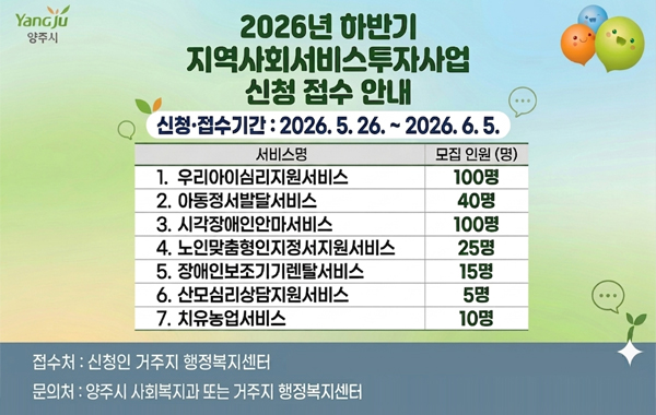 2026년 하반기 지역사회서비스투자사업 신청·접수 안내