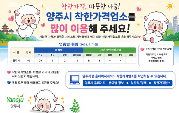 2026년 양주시 착한가격업소 홍보