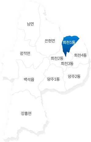 회천1동의 지도의위치를 표시한지도입니다.