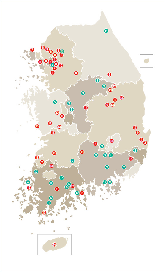 세계유산 및 잠정목록(지도)