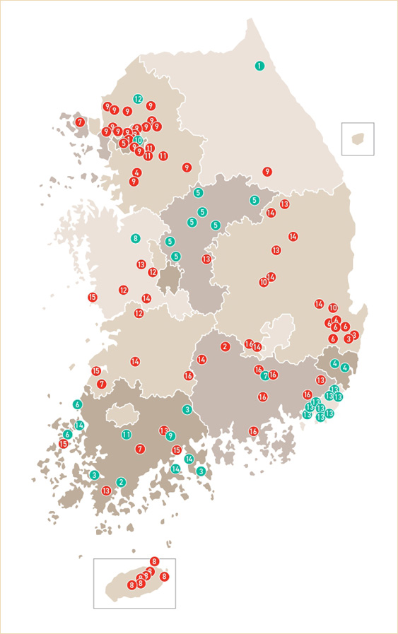 세계유산 및 잠정목록(지도)